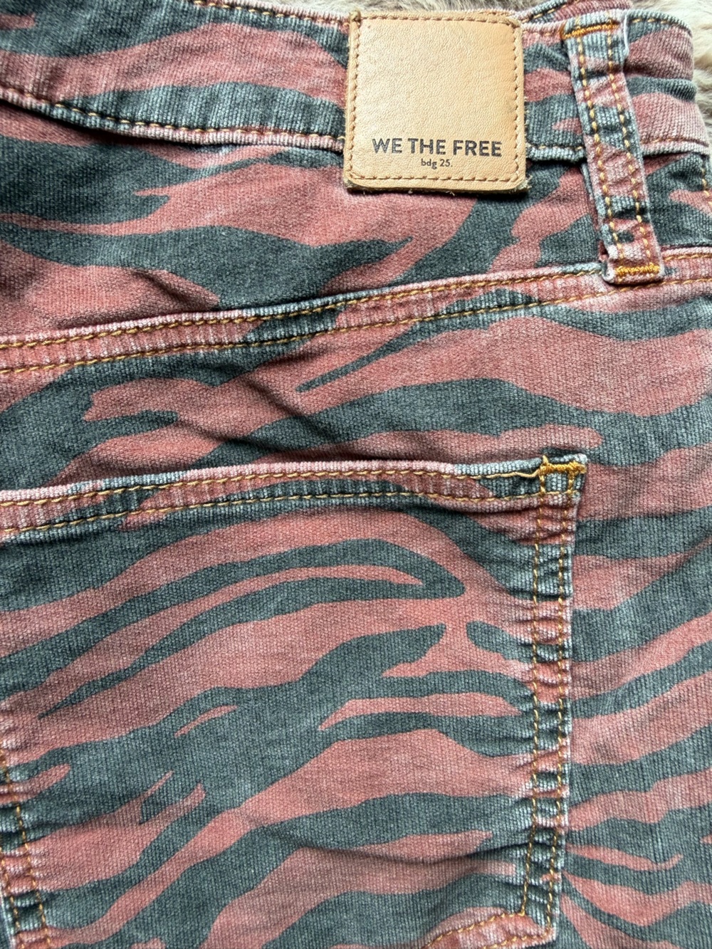 WeThe Free brown/Black Zebra Straight leg cotton pants 
Corduroy like look